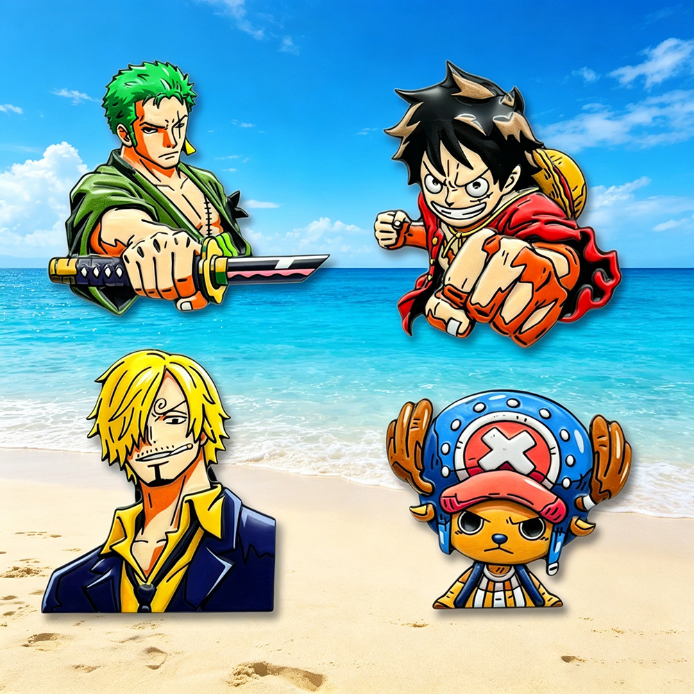 Cosplay Anime Zoro - Набор из 4 брошей с персонажами