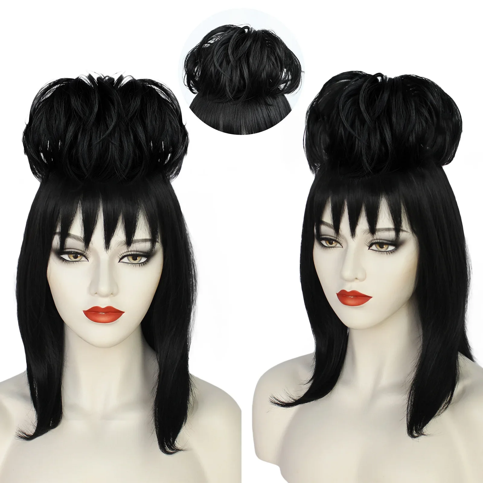 Anime Cosplay Girl With Black Hair - Лидия Дец Косплей Парик Невесты Платье